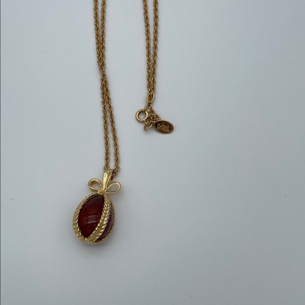 Joan Rivers Gold Necklace with Amber Egg Pendant